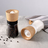 1 x RAW Customer Returns vevouk 2-piece wooden salt and pepper mill, grain and herb mill, refillable spice mill with pink sea salt mill for cooking, for salt, pepper, chili all kinds of herbs - RRP €18.98