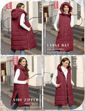 1 x RAW Customer Returns Yuson Girl Long Jacket Vest for Women Sleeveless Hooded Vest Quilted Vest Women Long Winter Outerwear Vest Women Long Zipper Coat Outdoor Winter Jacket With Pocket Burgundy Red, XL  - RRP €58.99