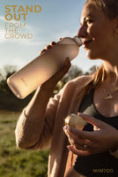 1 x RAW Customer Returns MAMEIDO drinking bottle 1l 1.5l suitable for carbon dioxide, leak-proof drinking bottle with time marking as a drinking reminder, water bottle BPA free for sports Ivory Beige, 1000ml  - RRP €22.4