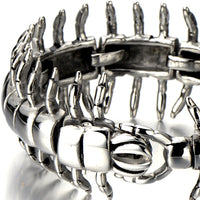 1 x RAW Customer Returns COOLSTEELANDBEYOND Large centipede bangle men s stainless steel bracelet color silver highly polished - RRP €36.29