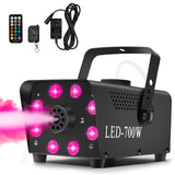 1 x RAW Customer Returns Katomi 700W Fog Machine RGB Effect, 13 Color 8 LED Light Smoke Machine, Mini Fog Smoke Machine with 2 Wired and Wireless Remote Controls for DJ Disco Party, Halloween, Weddings Christmas - RRP €57.47