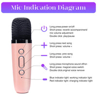 1 x RAW Customer Returns Microphone Children, Karaoke Machine Children with 2 Wireless Microphones Bluetooth Karaoke Machine with Voice Changing Effects and LED Lights Karaoke for Children Adults Boys Girls Pink  - RRP €27.2