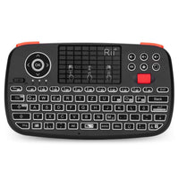 1 x RAW Customer Returns Rii bluetooth keyboard with touchpad Bluetooth 4.0 2.4G Wireless , mini keyboard with scroll wheel and LED backlight German layout, black  - RRP €20.96