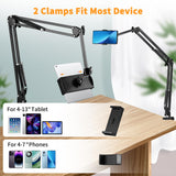 1 x RAW Customer Returns Phieeseriy Tablet Stand for Bed, Tablet Holder Bed 360 Degree Rotatable Compatible with iPad Pro 12.9 Mini Air, Cell Phone Articulating Arm Holder with Phone Clip 1 4 Inch Screw, Overhead Tripod Cell Phone - RRP €21.62