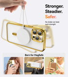 1 x RAW Customer Returns Meifigno Clear Case Compatible with iPhone 15 Pro, Compatible with Magsafe Glitter Card Hand Strap Camera Protection Transparent Case for iPhone 15 Pro 6.1 Women Girls, Gold - RRP €19.15