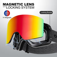 1 x RAW Customer Returns Odoland Ski Goggles Kit with Removable Lens, Frameless Interchangeable Magnetic Lenses, Anti-Fog Snow Goggles with UV Protection, BR - RRP €43.76