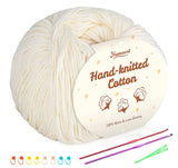 1 x RAW Customer Returns 6 Pack Beige Cotton Ball, 100 Baby Cotton, Super Soft Milky Baby Cotton Yarn for Crochet and Knitting - 50g Ball with 2 Metal Hooks 2.5-3.5mm Baby Fluffy - RRP €18.14