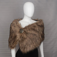 1 x RAW Customer Returns keland Viking faux fur collar scarf stole Viking fur shoulder fur medieval fur shoulder wrap brown  - RRP €33.99