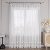 1 x RAW Customer Returns HongYa Stores Voile Curtain Scarf Transparent Curtain with Satin Ribbon Ruffle Ribbon H W 225 450 cm White - RRP €48.99