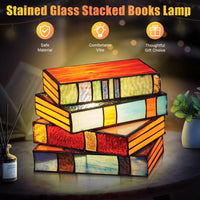 1 x RAW Customer Returns Jadyon Stained Stacked Book Lamp, Handmade Stained Glass Stacked Book Lamps, Acrylic LED Decorative Creative Bedside Desk Night Light for Home Office Decoration. - RRP €20.16