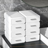 1 x RAW Customer Returns Vinteky Stackable Visible Storage Boxes Office Storage Systems Cosmetic Storage Box with Drawers Visible Single Box White  - RRP €35.99