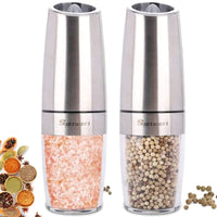 1 x RAW Customer Returns Sjpzwcrl Electric Pepper Grinder Salt and Pepper Shaker - Battery Pepper Mill with LED Light Automatic Gravity Adjustable Coarseness Spice Grinding Mill Stainless Steel 2 PCS White  - RRP €31.99