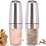 1 x RAW Customer Returns Sjpzwcrl Electric Pepper Grinder Salt and Pepper Shaker - Battery Pepper Mill with LED Light Automatic Gravity Adjustable Coarseness Spice Grinding Mill Stainless Steel 2 PCS White  - RRP €31.99