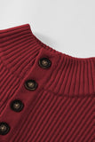 1 x RAW Customer Returns Meilicloth men s turtleneck sweater knitted sweater turtleneck leisure slim fit basic men s sweater 1 4 button red XXL - RRP €33.26