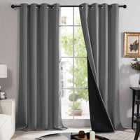 1 x RAW Customer Returns Deconovo Curtain 100 Opaque, Thick and Heavy Curtains, Thermal Curtain with Eyelets, Opaque Thermal Curtain, Double Layer Blackout Curtains, 245 x 140 cm Height x Width , Grey, Set of 2 - RRP €40.49