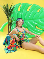 1 x Brand New Dedoles one-piece swimsuit women s recycled polyamide swimwear many fun designs orient sea mandala flamingo cherries, color summer jungle, size 2-4 years - RRP €20.15