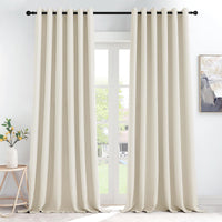 1 x RAW Customer Returns KGORGE Bedroom Curtains for Large Windows Opaque Curtains Beige Set of 2 245 x 200 cm HxW Blackout Curtains Eyelet Curtains Opaque Light Beige Thermal Curtain Heat Protection - RRP €58.95