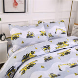 1 x RAW Customer Returns AShanlan children s boys bed linen 135 x 200 excavator construction site truck motif children s bed linen set 100 microfiber white grey duvet cover with pillowcase 80 x 80 cm - RRP €27.22