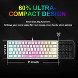 1 x RAW Customer Returns K61 UK Layout 60 Gaming Keyboard RGB Chroma Backlight Wired Membrane Gaming Keyboard with Mechanical Feel Mini Compact 62 Keys for PC Mac Office and Gaming White - RRP €27.99