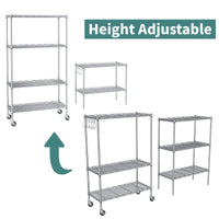 1 x RAW Customer Returns Himimi 6-Tier Standing Shelf with Wheels, Height Adjustable Heavy Duty Shelf with Hooks for Bathroom, Kitchen, Garage, Bedroom, Silver, 29 cm x 54 cm x 175 cm - RRP €80.89