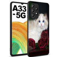 1 x Brand New Esakycn Case for Samsung Galaxy A33 5G, Black Silicone Case with Flower Pattern Shockproof Ultra-thin Soft TPU for Women Girls with Protective Case for Samsung Galaxy A33 5G 6.4 , Cat - RRP €20.4