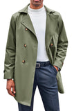 1 x RAW Customer Returns Feziakuk Men s Trench Coat Double Breasted Long Coat Lapel Autumn Winter Military Style Jacket Transition Jacket, Army Green XL - RRP €60.49