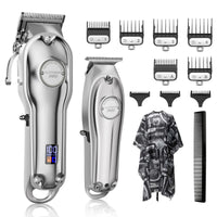 1 x RAW Customer Returns SUPRENT Professional Hair Clipper for Men Hair Trimmer Set and T-Clipper Zero Gap, Cordless Barber Cutting Set with LED Display Black  - RRP €104.99