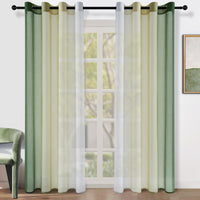 1 x RAW Customer Returns Topfinel Curtains Living Room Curtain Green Gradient Transparent Curtains with Eyelets Bedroom Curtain 160 cm Long Curtains Drapes Over Curtains 140 Wide Loop Curtain Window Curtains - RRP €22.18