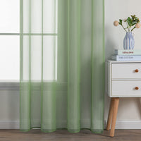 1 x RAW Customer Returns MIULEE Set of 2 Voile Curtains with Eyelets Transparent Curtain Made of Voile Polyester Eyelet Curtain Transparent Living Room Airy Decorative Curtain for Bedroom Grey Green 160 x 140cm H x W, Grommet Top - RRP €19.15