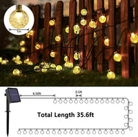 1 x RAW Customer Returns Qedertek Solar Outdoor String Lights, Waterproof Luminous Crystal Ball String, 10.85M 60 LED, Decoration Lights for Garden, Home, Weddings Warm White  - RRP €14.56