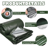 1 x RAW Customer Returns 4x4m tarpaulin fabric tarpaulin 180g green silver waterproof truck tarpaulin with eyelets protective tarpaulin boat tarpaulin wooden tarpaulin for garden furniture pool cover trampoline roof tarpaulin - RRP €36.29