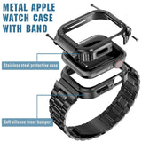 1 x RAW Customer Returns MioHHR Metal Bands with Case Compatible for Apple Watch Band 45mm, Shockproof Stainless Steel Case and Replacement Band with Protective Case for iWatch Series 8 7 for Men Black  - RRP €39.06