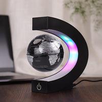 1 x RAW Customer Returns Magnetic Floating Globe with Colored LED Lights C Shape Anti-Gravity Maglev Rotating World Map for Gift Home Office Desk Decoration With Switch, Black  - RRP €41.99