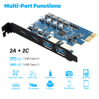 1 x RAW Customer Returns PCIe USB C card 4 ports 2 xUSB C, 2 xUSB A 5Gbps, PCIe USB 3.0 USB 3.2 USB 3.1 Gen1 expansion card for desktop PC support Mac OS Windows - RRP €21.54