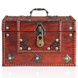 1 x RAW Customer Returns Brynnberg treasure chest Vitec 24x21x18cm Large treasure chest flat, brown decorated with rivets, with lid, lock and key, pirate chest lockable, storage box with handle - RRP €30.71