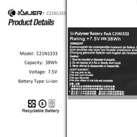 1 x RAW Customer Returns K KYUER 38Wh C21N1333 Laptop Battery for Asus Transformer Book Flip TP550L TP550LA TP550LAB TP550LD TP550LJ R554L R554LA 084H C21NI333 - RRP €36.6