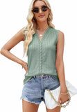 1 x RAW Customer Returns TrendiMax Women s Sleeveless Tank Top Lace V Neck Summer Blouse Tops Casual Tops Tank Top M, Olive Green  - RRP €23.18