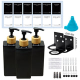 1 x RAW Customer Returns RISAKOGO Set of 3 Soap Dispensers Wall Mounting No Drilling 500 ml Soap Dispenser Shower Wall Bamboo Pump Dispenser Dishwashing Liquid Soap Dispenser for Hand Soap Shampoo Detergent Shower Gel Black  - RRP €22.18