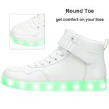 1 x RAW Customer Returns APTESOL Children s LED Shoes High-Top Light Flashing Sneakers USB Charging Shoes for Boys and Girls White, EU38  - RRP €37.3