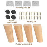 1 x RAW Customer Returns 8cm Wooden Furniture Feet, Btowin 4 Pieces Solid Wood Table Legs Furniture Legs DIY Replacement with Mounting Plates Screws for Cabinet Sofa Bed Ottoman Couch - RRP €14.1