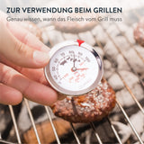 1 x RAW Customer Returns GOURMEO 2-in-1 meat thermometer - roasting thermometer for hot air or electric ovens - for meat and oven temperature - analogue grill thermometer with 100 degree Celsius display - RRP €9.34