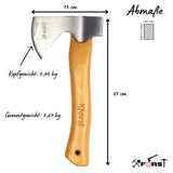 1 x RAW Customer Returns Xforst hatchet, axe, hand hatchet, made of forged carbon steel. Trekking hatchet made of hickory wood handle with blade protection made of real leather. Viking axe. 27 cm 0.67 kg. Model X-AG1. - RRP €29.65