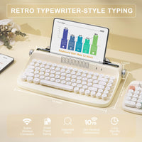 1 x RAW Customer Returns YUNZII ACTTO B303 Wireless Typewriter Keyboard, Aesthetic Retro Bluetooth Keyboard with Built-in Stand for Multiple Devices B303, Ivory Butter  - RRP €64.52