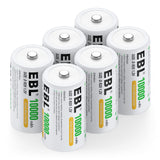 1 x RAW Customer Returns EBL D battery 10000 mAh, type D rechargeable NI-MH battery 6 pieces, Mono D battery - RRP €37.04