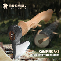 1 x RAW Customer Returns DRGSKL hatchet axe outdoor with sheath, 36.5cm camping axe made of carbon steel, splitting axe with ergonomic ash wood handle, axe for splitting wood for camping, outdoor use, garden - RRP €47.99