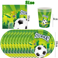 1 x Brand New HGSHUO Football Party Tableware Children s Birthday Decoration Football Birthday Party Tableware Paper Plates Cups Napkins Trophy Football Birthday Party Table Decoration Set 10 People - RRP €17.14