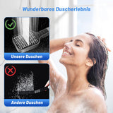 1 x RAW Customer Returns VEHHE shower head with 1.5M hose, 7 jet types, water-saving shower head, rain shower head with stop button and self-cleaning silicone nozzle, one-hand adjustment, large shower head, pressure-increasing - RRP €24.29