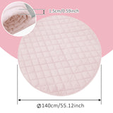 7 x Brand New Crawling blanket for baby, play blanket baby 140 cm round quilted mat, thick 1.5 cm cotton play mat children baby soft crawling mat for crawling and playing - pink - RRP €287.63