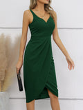 1 x RAW Customer Returns Missufe Women s Elegant Cocktail Party Dress Rockabilly Bodycon Vintage Wrap Dress, Dark Green, XXL - RRP €48.99