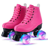 1 x RAW Customer Returns Roller skates for girls women, women s classic retro roller skates, 4 shiny wheels roller skates for men and boys, PU leather adult roller skates for indoor outdoor, ideal for beginners - RRP €45.99